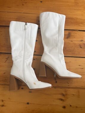 Princess Polly Jessa White Knee High Boots Women’s Size 8 Like New